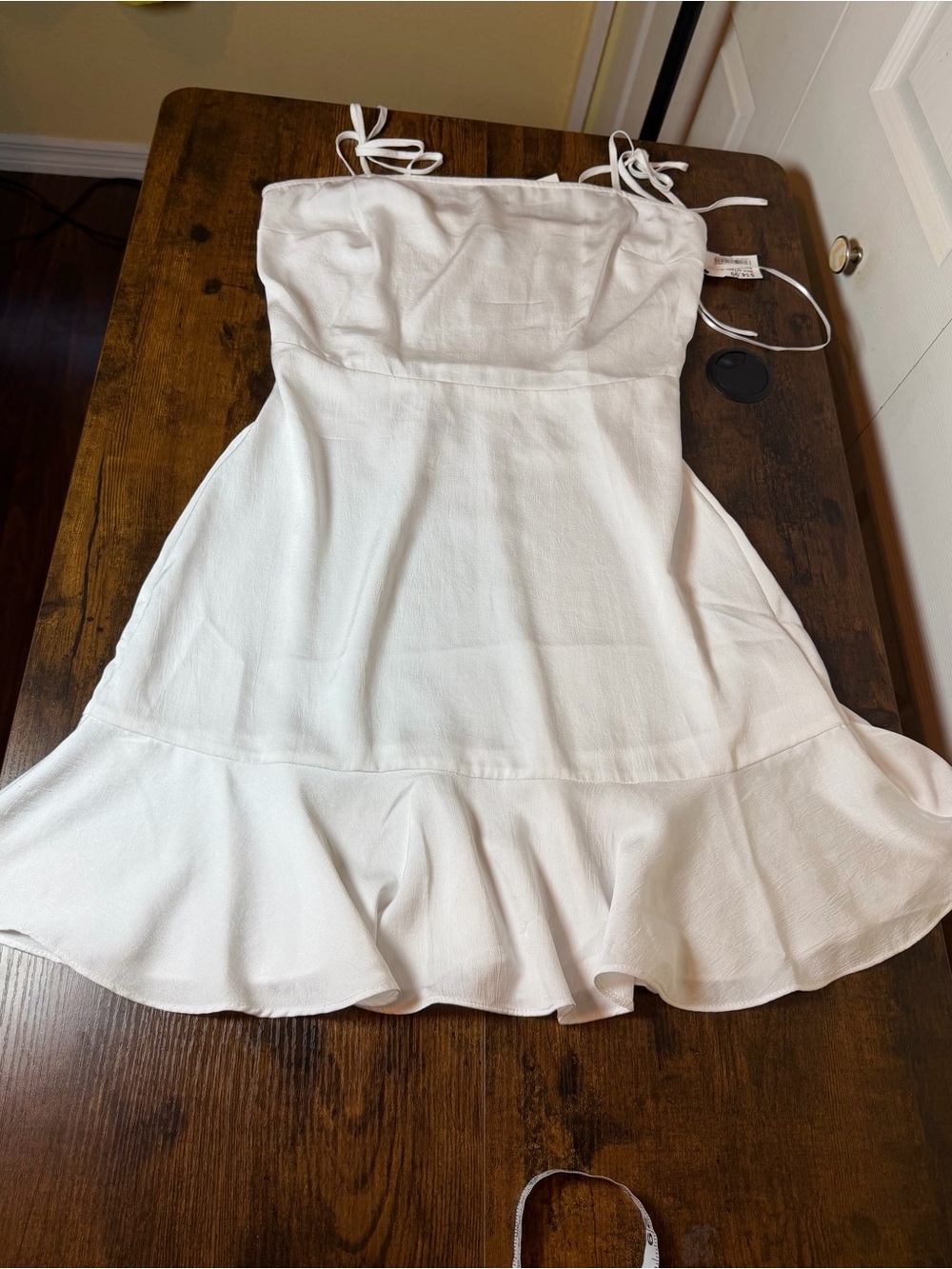 Express White Tie Strap Ruffle Hem Mini Dress Size Small Party Date Night NWT - Picture 3 of 10